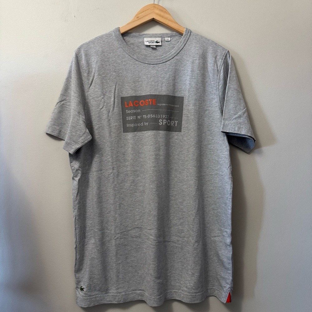 Lacoste Gray Short Sleeve Tee with Graphic Design